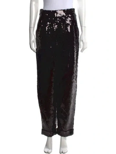 Pre-owned Balmain Sequin Wide Leg Pants W/ Tags In Black