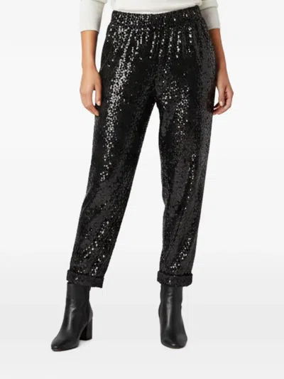 Pre-owned Balmain Sequin Zip-up Trousers In Black