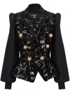 Balmain Sequined Double-breasted Blazer With Muslin Sleeves In Black