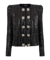 Balmain Sequin-embellished Tweed Jacket In Gray