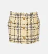 Balmain Sequined Cotton-blend Tweed Miniskirt In Neutral
