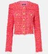 Balmain Cropped-jacke Aus Tweed Mit Pailletten In Pink