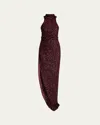 Balmain Women High-neck Sequin Dress In Brown