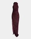 Balmain Women High-neck Sequin Dress In Brown