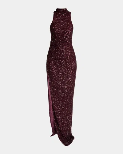 BALMAIN SEQUINED HALTERNECK DRESS