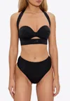 Balmain Sequined Logo Halterneck Bikini In Black