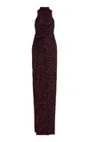Balmain Sequined Maxi Dress In Burgundy