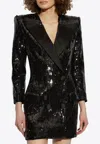 Balmain Sequined Mini Blazer Dress In Black