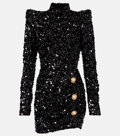 Balmain Sequin-embellished Dress In Black