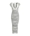Balmain Sequined Sleeveless Zipper Midi Dress In White