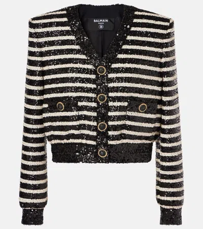 BALMAIN SEQUINED STRIPED JACKET