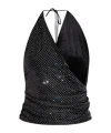 Balmain Draped Halterneck Top Sparkling Embellishments In Black
