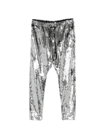 Balmain Sequin-embellished Drawstring Trousers In Gray