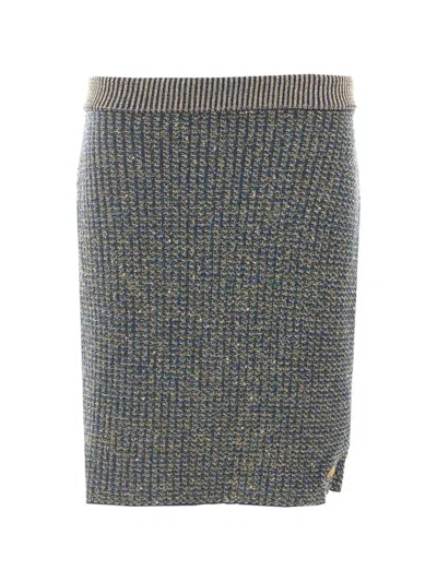 Balmain Sequin-embellished Glitter-effect Midi Skirt In Blue