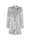 Balmain Sequin-embellished Structured-shoulder Mini Dress In Silver