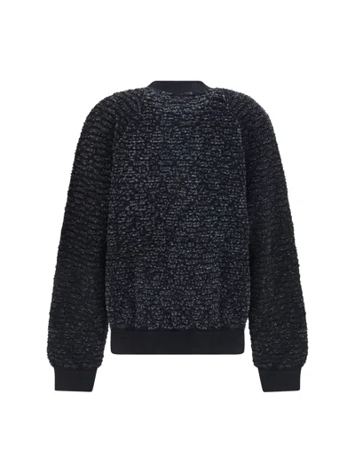 Balmain Sequin-embellished Plush Jacket In Black