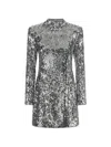 Balmain Sequin-embellished Structured-shoulder Mini Dress In Gray