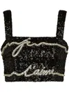 Balmain Sequinned Cropped Top In Black