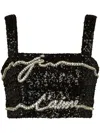 Balmain Sequinned Cropped Top In Black
