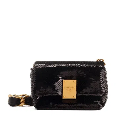 Balmain Sequinned Cross Body Bag In Yellow