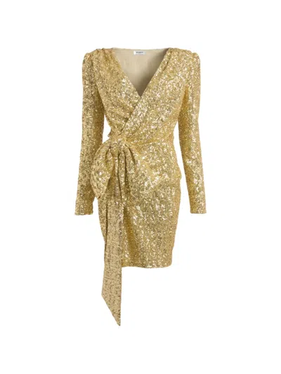 Balmain Sequinned Dress In Gold