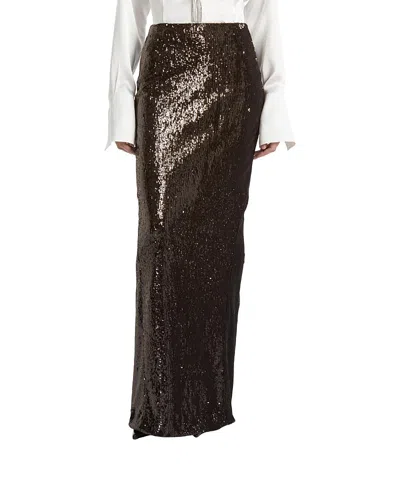 Balmain Sequinned Long Skirt In Brown