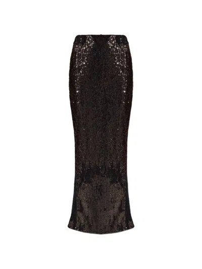 Balmain Sequinned Long Skirt In Green