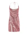 Balmain Draped Halter Neck Mini Dress With Sequins In Pink