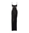 Balmain Palm Tree Embroidery Extra-long Dress In Black