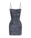 Balmain Sequinned Striped Minidress In Gray