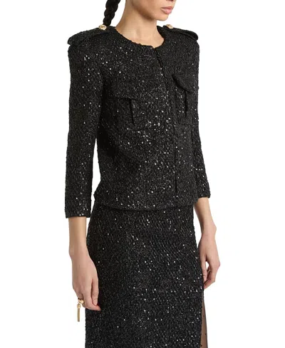 Balmain Sequinned Tweed Jacket In Black