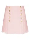 Balmain Sequinned Tweed Skirt In Pink
