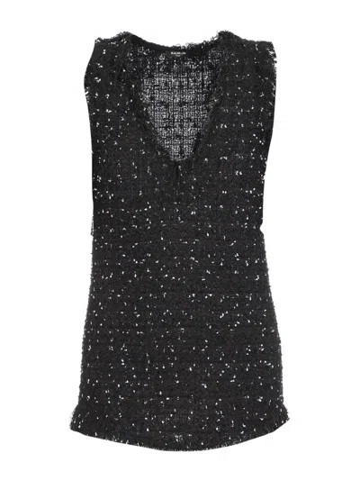 Balmain Sleeveless Tops In Black