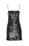 Balmain Sequin Mini Dress With Chain Strap Detail In Black