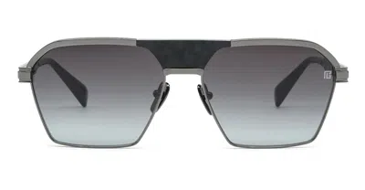 BALMAIN SERGEANT - BLACK RHODIUM / LEATHER BLACK SUNGLASSES