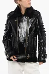 Balmain Shearling Biker Jacket In Black