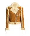 Balmain Shearling Biker Jacket In Brown
