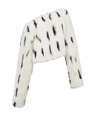 Balmain Shearling Boat-neck Top In White