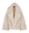 Balmain Shearling Coat In Neutral
