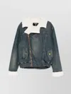 Balmain Shearling Collar Buttoned Pocket Jacket In Gray