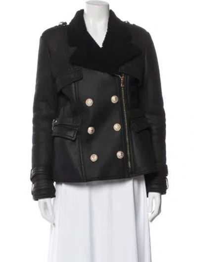 Pre-owned Balmain Shearling Jacket In Gray