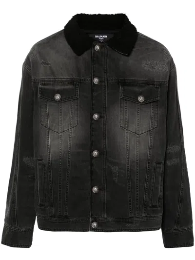 BALMAIN SHEARLING-LINING DENIM JACKET