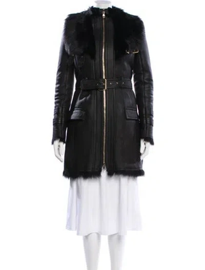 Pre-owned Balmain Shearling Parka In Black