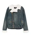 Balmain Shearling Collar Buttoned Pocket Jacket In Gray