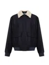 Balmain Shearling-collar Bomber Jacket In Multi