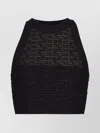 Balmain Sheer Geometric Halterneck Top With Metallic Threading In Black