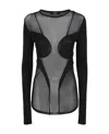Balmain Black Long Sleeve Top With Semi-transparent Fabric In Black