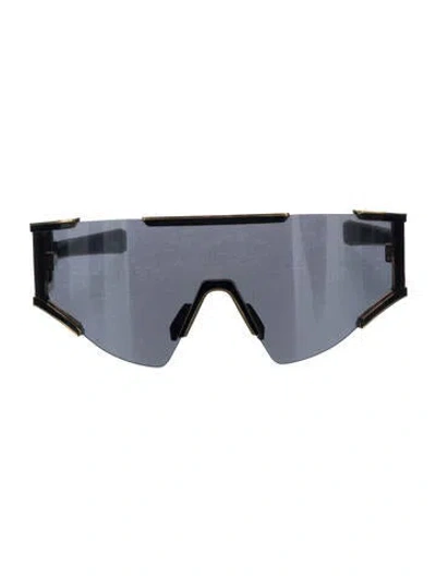 Pre-owned Balmain Shield Mirrored Sunglasses In Black/gold