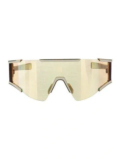 Pre-owned Balmain Shield Mirrored Sunglasses In Gold/white