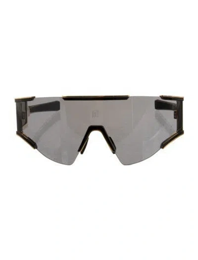 Pre-owned Balmain Shield Mirrored Sunglasses W/ Tags In Black